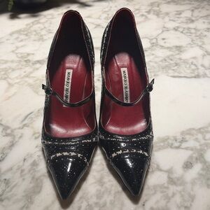 Manolo Blahnik Black and White Mary Jane Heels